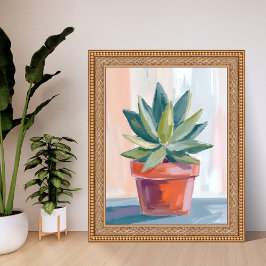 Póster Succulent Houseplant Watercolor Botanical