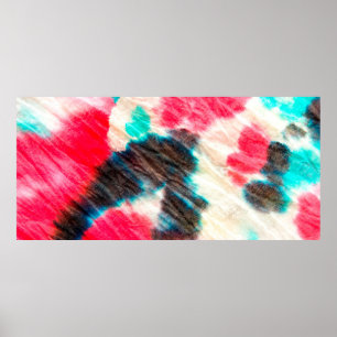 Póster Sucio Artístico Rojo. Patrón Shibori. Cepillo de v