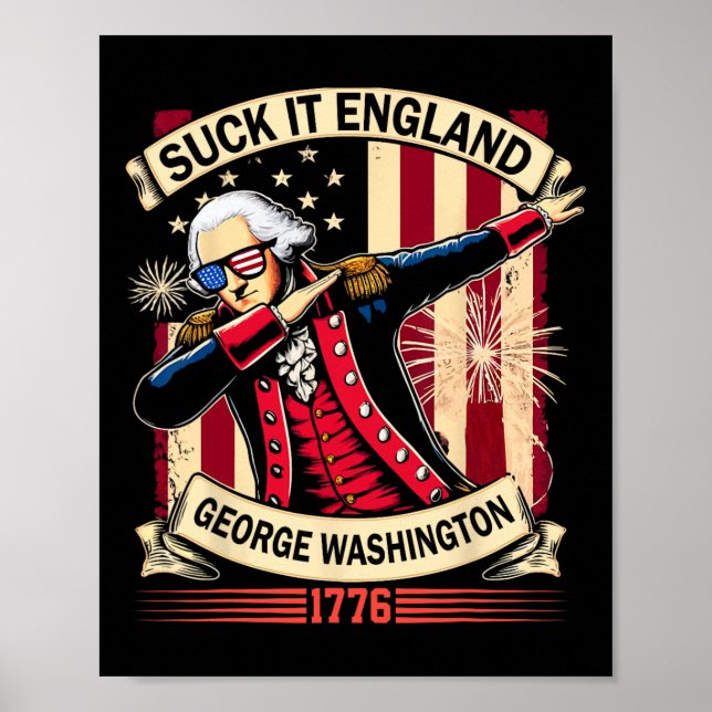 Póster Suck It England Shirt Usa Flag 4 De Julio Patriot (Frente)