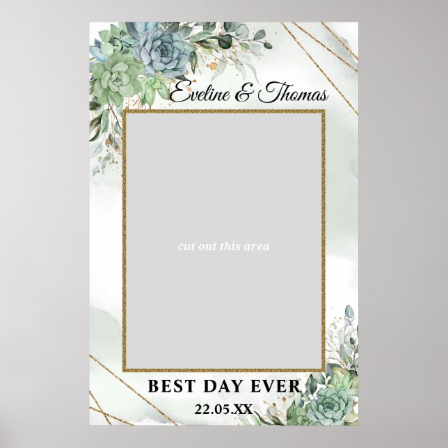 Póster Suculentas boho eucalipto oro adorno para fotos de (Frente)