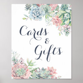 Póster Suculentas tarjetas de verdor Rubor Floral Regalos