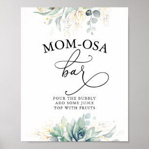 Póster Suculentas zonas verdes de oro Rótulo bar Mom-osa