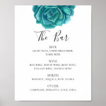 Suculento azul acuarela. Cactus bodas Bebidas