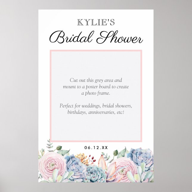 Póster Suculento Boda floral de fiesta de novias, prop. (Frente)