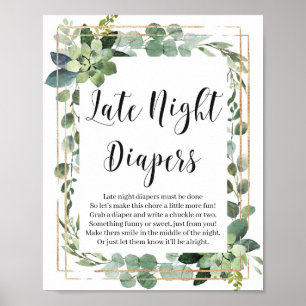 Póster Suculento boho verde juego de pañales nocturnos