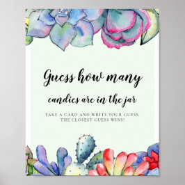 Póster Suculento cactus Adivina cuántas duchas bebé