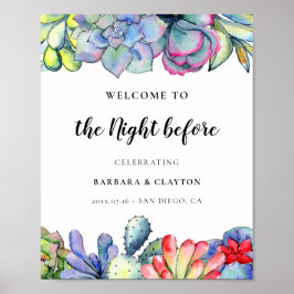 Póster Suculento cactus Bienvenidos a la noche anterior