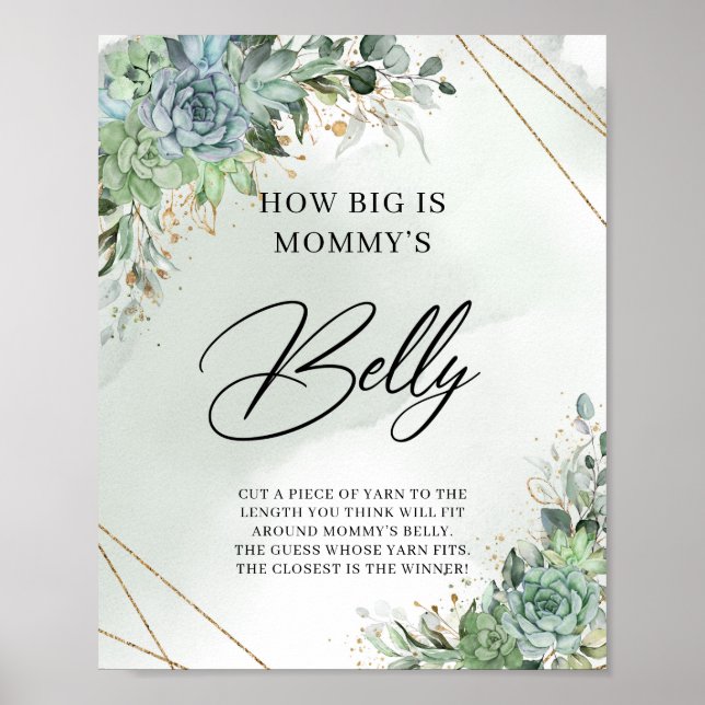 Póster Suculento oro Qué grande es el juego Belly de mamá (Frente)