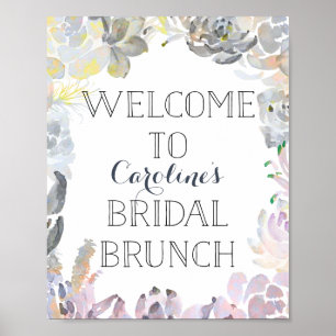 Póster Suculento Rótulo de Brunch de novias de bienvenida