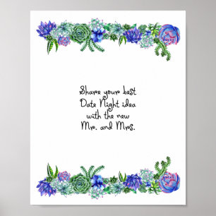 Póster Suculento Rótulo de ideas de noche