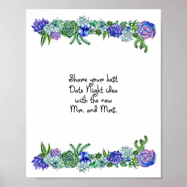 Póster Suculento Rótulo de ideas de noche (Frente)