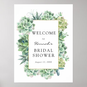 Póster Suculento signo de bienvenida de ducha de novia
