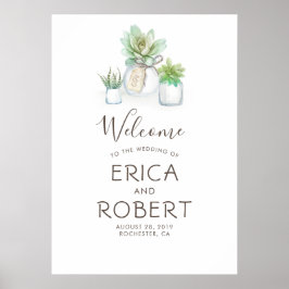 Póster Suculento verde Mason Jars Rustic Boda