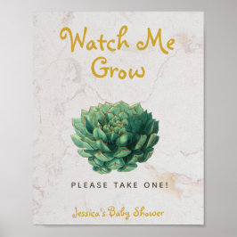 Póster Suculento Watch Me Grow Baby Shower Botanical