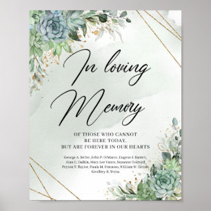 Póster Suculentos verdes eucalipto Signo de memoria de am