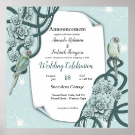 Póster Sucultores Verdes De Pino Azul De Mint