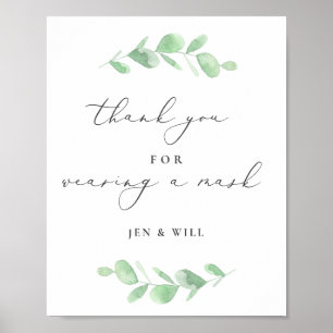 Póster Sucursal de Eucalyptus Boda de uso de mascarilla