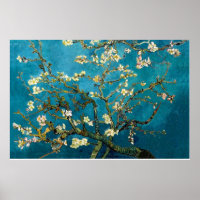 Sucursales de almendros en papel de Poster en flor