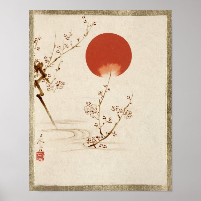 Póster Sucursales Sun y Plum de Shibata Zeshin (Frente)