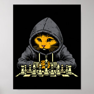 Póster Sudadera con capucha de gato naranja jugando juego