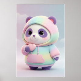 Póster Sudadera con capucha de panda pastel lindo | Póste