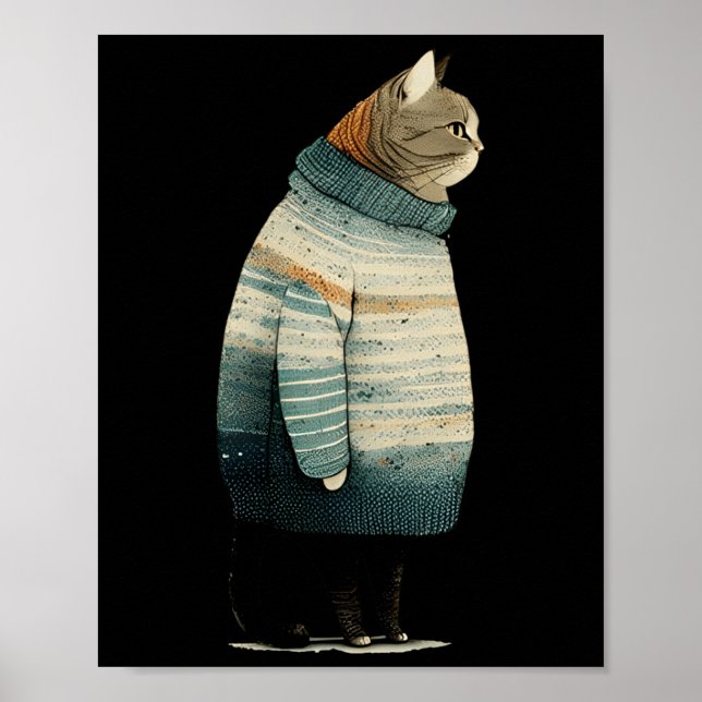 Póster Sudadera con estampado de gato invernal_1  (Frente)