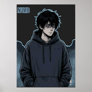 Póster Sudadera de Chico Anime Oscuro Entumecido Estética