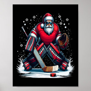 Póster Sudadera fea de Navidad de portero de hockey de Sa