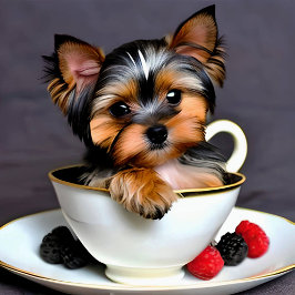 Póster Sudadera Yorkie en una taza de té en un Poster de 
