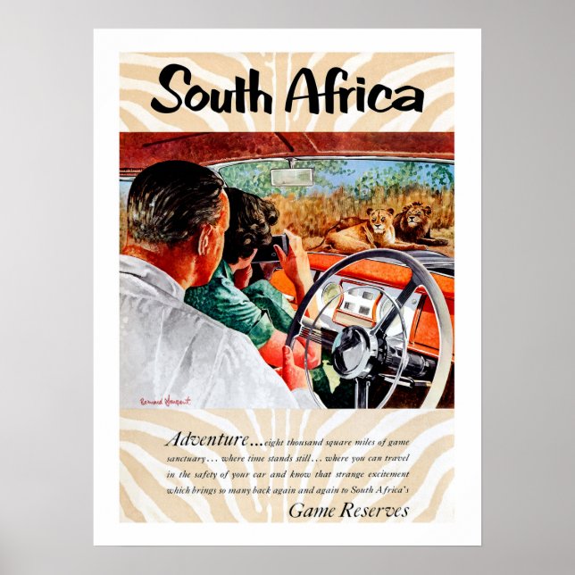 Póster Sudáfrica, aventura de un viaje en auto, cosecha (Frente)
