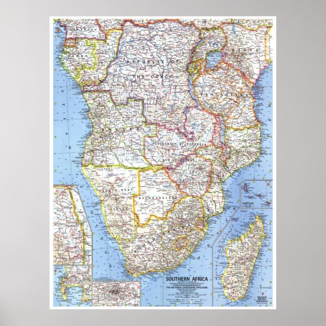 Póster " Sudáfrica: Mapa detallado de 1962 ... (Frente)