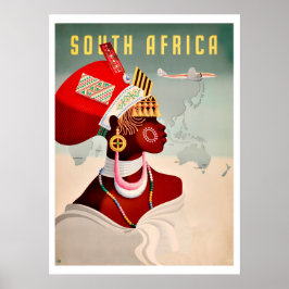 Póster Sudáfrica, mujer africana, viajes de aerolíneas vi