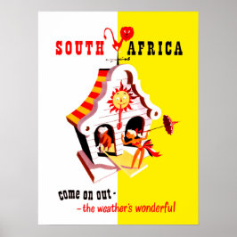 Póster Sudáfrica, puntero del tiempo maravilloso, vintage