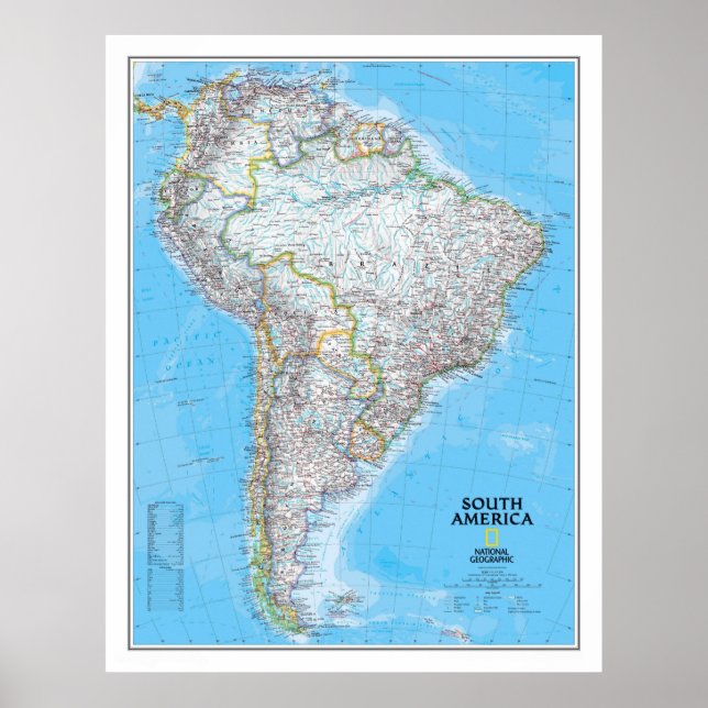Póster " Sudamérica: Mapa clásico 2007 ... (Frente)