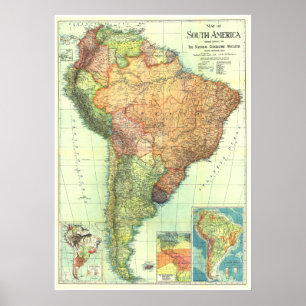 Póster " Sudamérica: Mapa detallado de 1921 ...