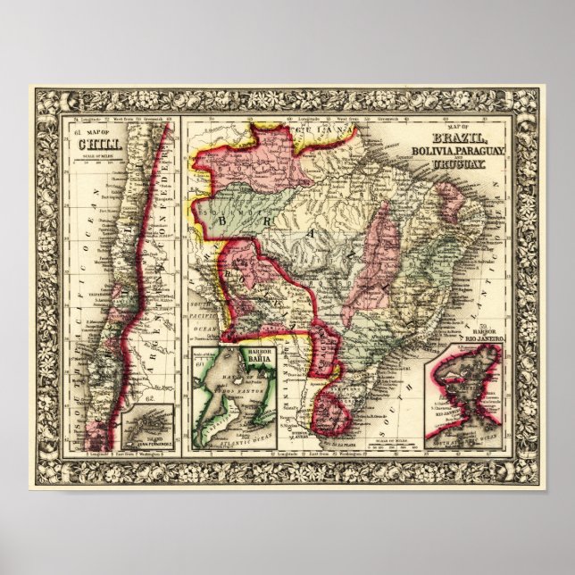 Póster Sudamérica: Mapa PanorámicoSudamérica (Frente)