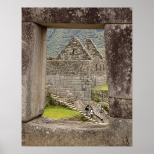 Póster Sudamérica, Perú, Machu Picchu. Dos turistas