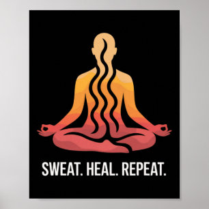 Póster Sudar Sanar Repetir Sauna Yoga Meditación Bienesta