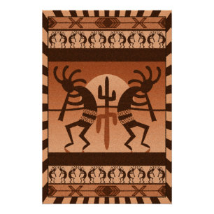 Póster Sudoeste de Kokopelli del cactus de Sun del