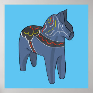 Póster Suecia Dala Horse Dalecarlian Sueco