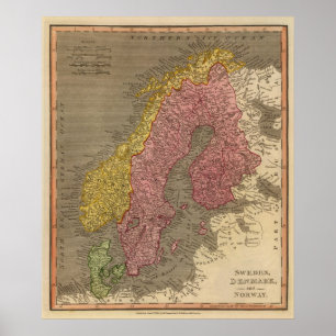 Póster Suecia, Dinamarca, Noruega