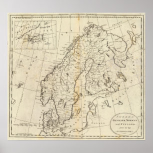 Póster Suecia, Dinamarca, Noruega y Finlandia
