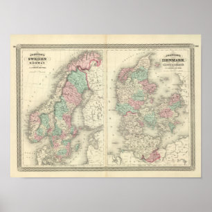 Póster Suecia, Noruega y Dinamarca 2