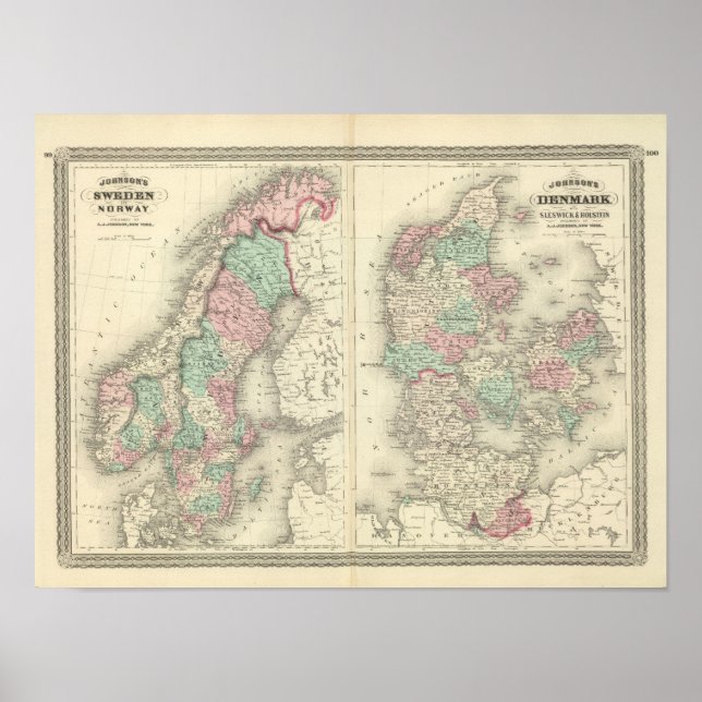 Póster Suecia, Noruega y Dinamarca 2 (Frente)