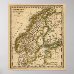 Póster Suecia, Noruega y Finlandia
