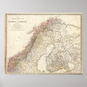 Póster Suecia y Noruega, norte de Rusia