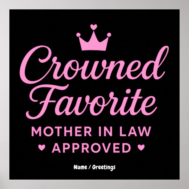 Póster Suegra Favorita Coronada Aprobada (Frente)