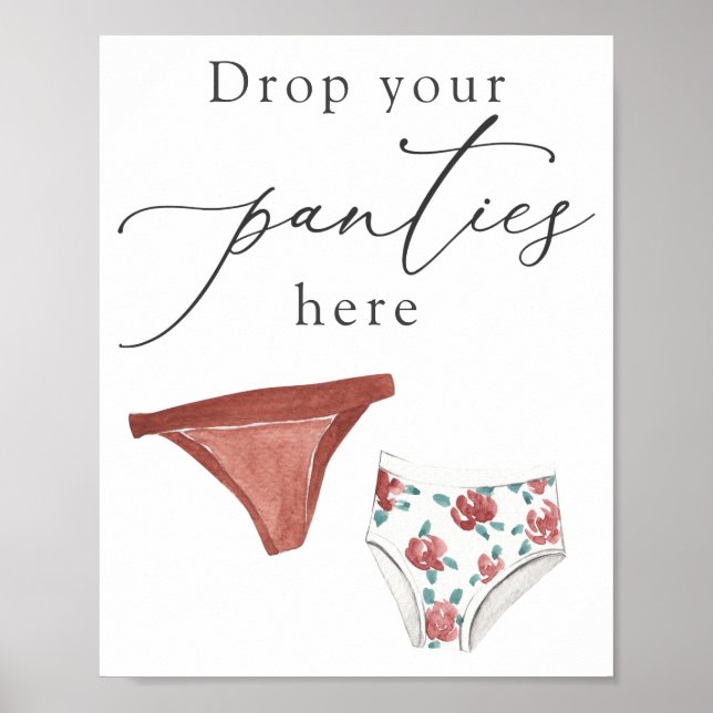 Póster Suelta tus bragas aquí Rótulo de ducha de lencería (Frente)