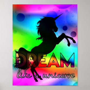 Póster ¡Sueña como un Unicornio! - Diseño brillante y col