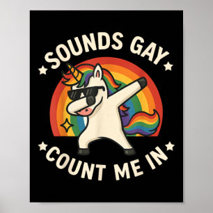 Póster Suena Gay Conmigo En Unicorn Dabbing Lgbt Orgullo